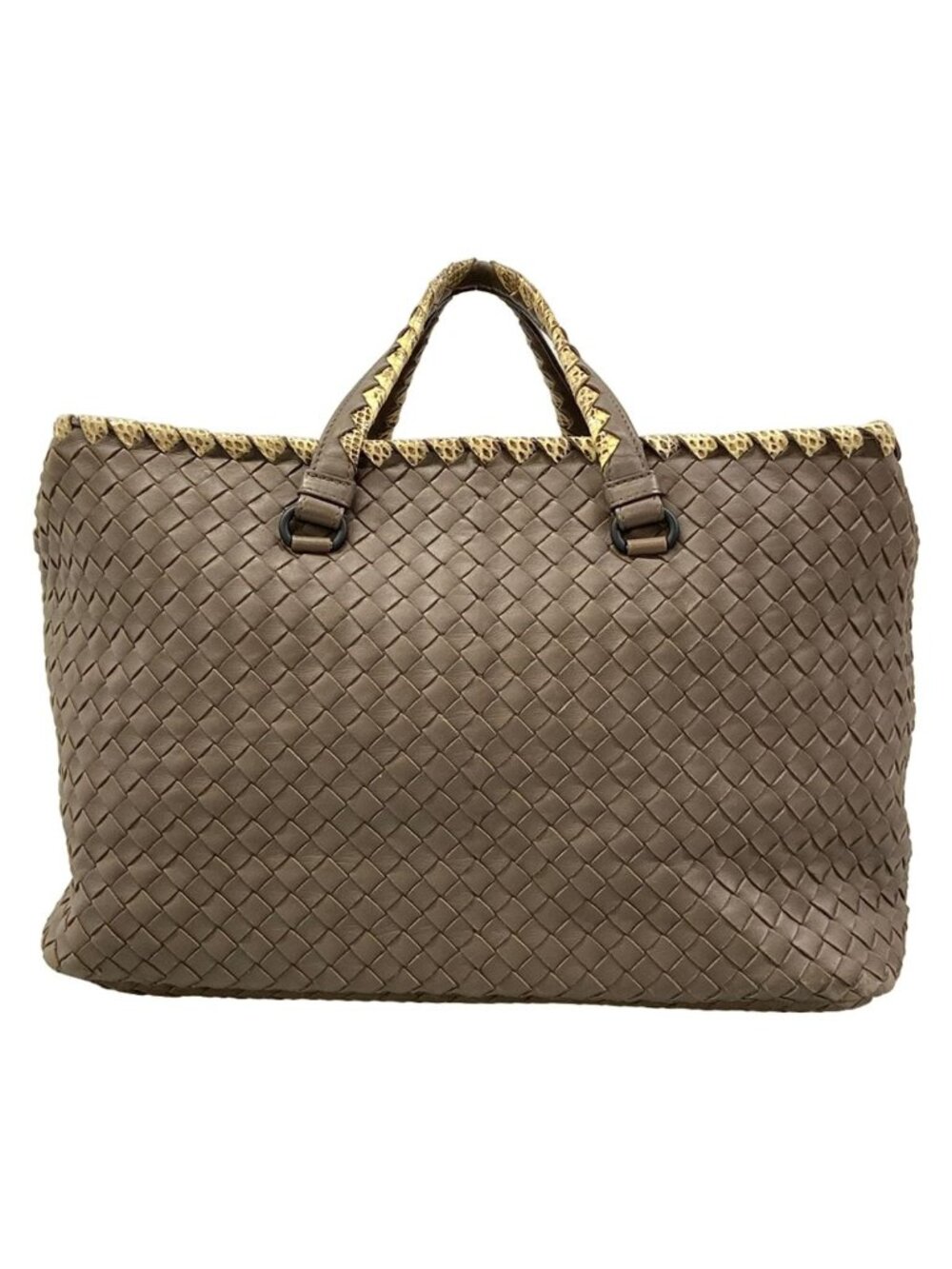 Bottega Veneta Handbag Intrecciato Gray Ivory Leather